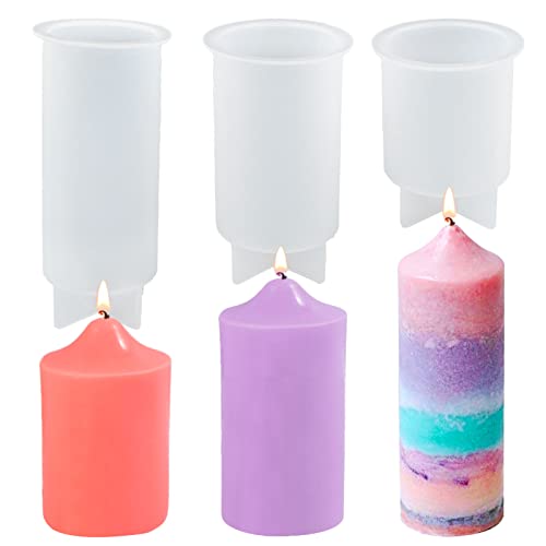 4 Stampi Per Candele In Silicone - Set Cilindrico 3D Con Stoppini, Per Candele Profumate, Saponi, Resina, Fai Da Te, Riutilizzabili E Facili Da Sformare - 5