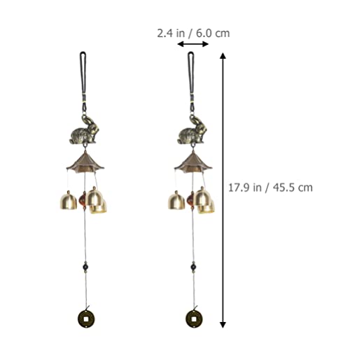 GANAZONO Retro Metal Wind Chime with Rabbit Design Hanging Wind Bell for Outdoor Garden Patio Wall Decor 17.9 Inch Durable Metal Bell Feng Shui Charm - Image 5