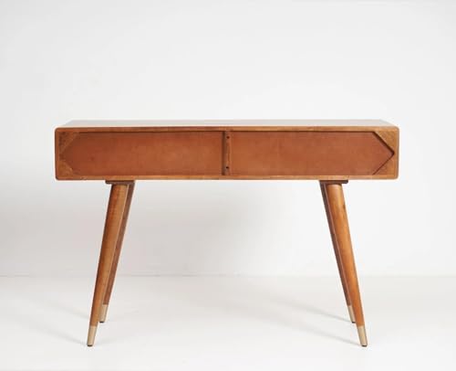 Image of Fern Rattan Solid Wood Study Table | Cane Work Writing Table with 2 Drawers | Mango Woods, Honey Ideal for Home Decor