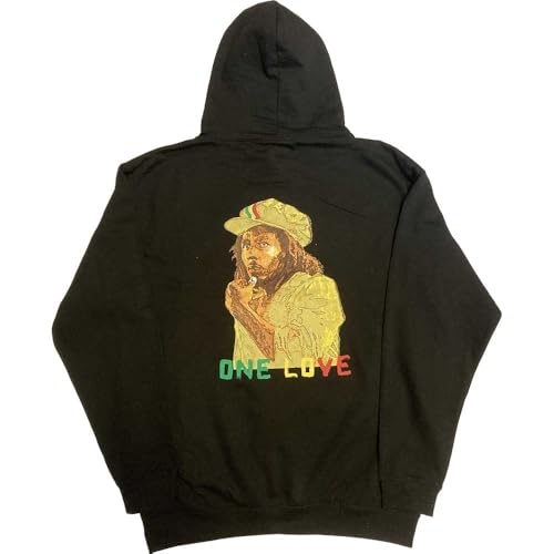 Sweat à Capuche Bob Marley Wailers One Love Vetement Musique Noir S