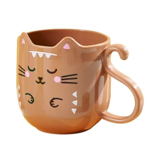 Taza de gato Kawaii para niños y niñas 360ml - Taza de plástico duro y resistente...