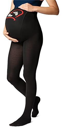 Be Mammy Medias Panty Premamá Mujer 150 DEN BE-1122 (Negro Patrón-001, XL)