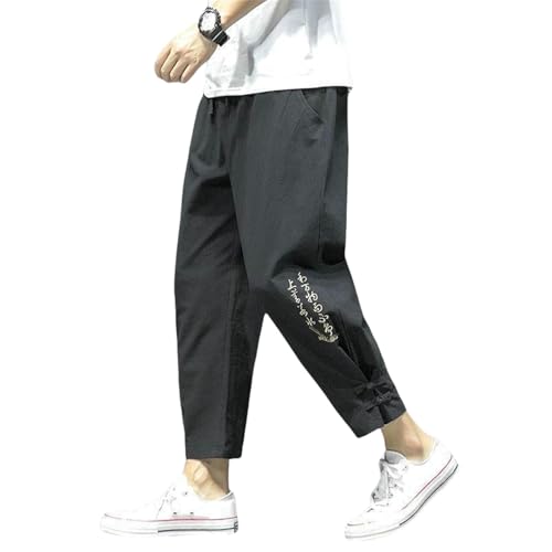 Pantalon court homme coton lin léger et brodé pour un confort respirant optimal