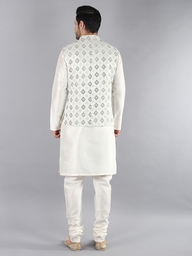 Image of Uri and MacKenzie Men's Silk Blend Kurta Pajama with Designer Ethnic Nehru Jacket /Modi Jacket