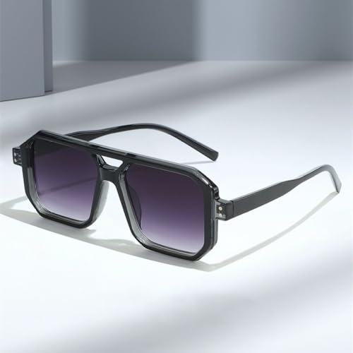 Retro Double Bridges Square Men Sunglasses Fashion Clear Gradient Shades UV400 Women Sun Glasses2