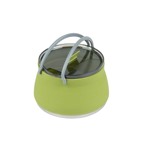 Image of Restaurantware-Hi Tek 1 Liter Collapsible Camping Kettle, 20 Portable Cook Pots - With Perforated Lid, Stainless Steel Bottom, Silicone Camping Coffee Pots, With High Heat Nylon Handles, For Travel