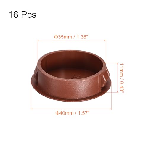Image of uxcell 35mm /1.38 inch Plastic Hole Plugs, 16Pcs Flush Type Panel Round Snap in Fastener Knockout Locking Plugs for Furniture Insert End Caps Panels, Red