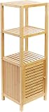 RoyalHouse Bamboo 3-Tier Floor Organizer with Shutter Door, Freestanding Storage Tower for Bathroom, Bedroom, Kitchen, Laundry Room – Eco-Friendly Natural Bamboo