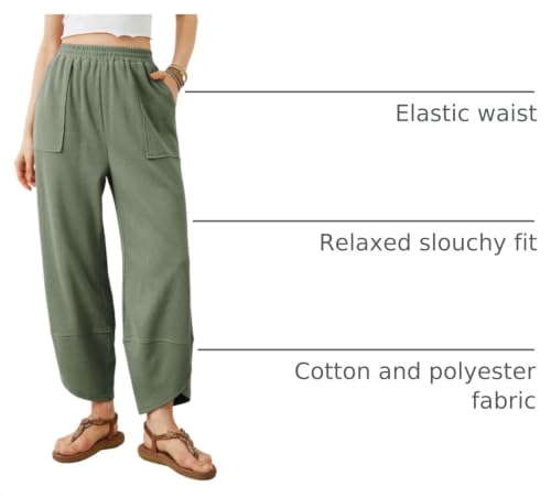 Image of Xiaoxuemeng Womens Baggy Wide Leg Pants Casual Elastic Waisted Palazzo Harem Pants with Pockets
