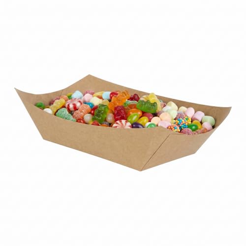 Restaurantware 1 lb Kraft 100 Paper Food Trays, 50 Ct