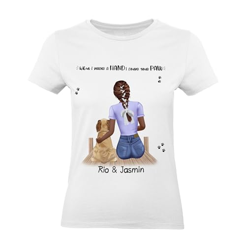 Kiddle-Design Personalisierte Hundemama T-Shirt | Geschenk für Stolze Hundebesitzerin | Für Hundeliebhaber Dog Dad mit Haustier | Mit Name & Spruch L