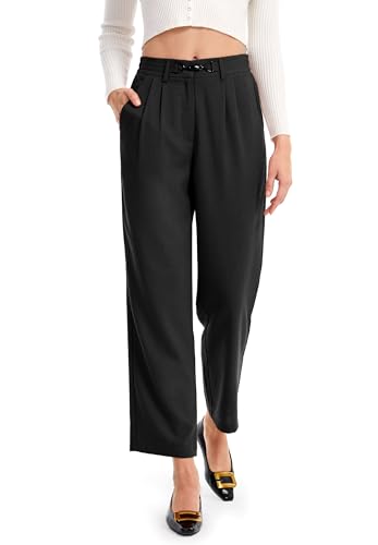 AFITNE Womens Linen Wide Leg Pants High Waist Casual Loose Palazzo Pants with Pockets Flowy Lounge Work Pants 28”