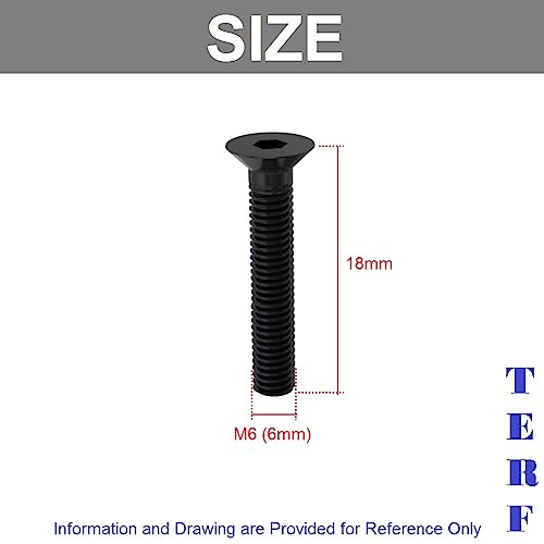 TERF® M6 X 18mm Hex Socket Countersunk Black Machine Screw M6 (6mm) X 18mm Allen Key Bolts Hexagonal Socket Countersunk Machine Screws - Image 3