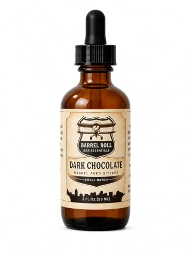 Barrel Roll Bar Essentials Dark Chocolate Cocktail Bitters | Drink Mixers for Cocktails | Premium Cocktail Mixers | Barrel Aged Bitters for Cocktails | Allergen & Gluten Free | 2 Ounces