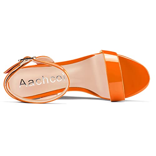 Image of Aachcol Women Platform Wedge Sandals Round Peep Open Toe Ankle Strap Slingback Two-Piece Chunky Block High Heel Dress Shoes Pumps Party Patent 4 Inch