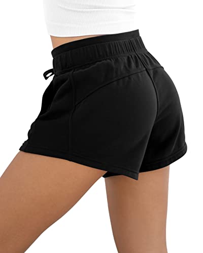 Image of ODODOS Women's Sweat Shorts with Pockets Cotton French Terry Drawstring Summer Workout Casual Lounge Shorts