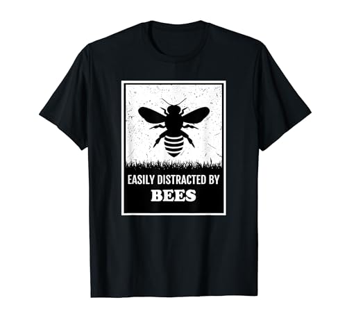 Retro Vintage Easily Distracted By Bees Funny Bee Bug T-Shirt