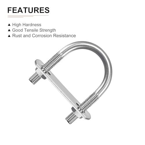 Image of DTGN M6x27x47mm(ThreadxWxL) Round U Bolt - 3Pack - Good for Trailer Pipe Replacement Parts - 304 Stainless Steel U Shape Bolts