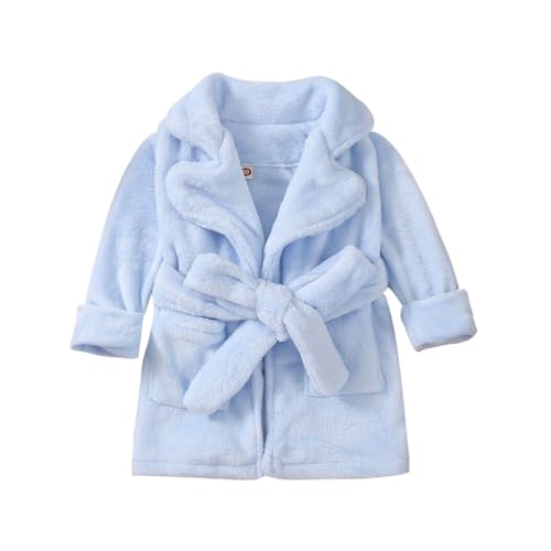 Kids Fuzzy Short R𝐨be Plush Thick Hoodie Bathr𝐨be with Belt Boys Girls Plain Soft Summer L𝐨unge n𝐢ghtgowns 𝐏ajamas