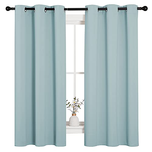 Image of NICETOWN Room Darkening Curtains and Drapes, Sky Blue Window Treatment Thermal Insulated Solid Grommet Top Curtains /Drapes for Bedroom Living Room (Set of 2, 42 inches Wide by 63 inches Long)