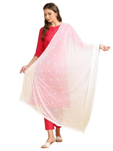 Image of DUPATTA BAZAAR Women's Embroidered Chiffon Dupatta with Delicate Sequins