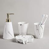 JFGCTYHXY Badezimmer-Set, Marmormuster Badezimmer Fünfteiliges kreatives Geschenk Keramik Paar Zahnputzbecher Waschset