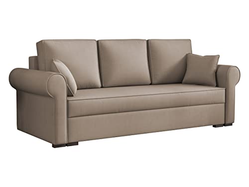 Mirjan24 Schlafsofa Olimpia, Bettsofa mit abgerundete Armlehnen, Sofa mit Bettkasten und Schlaffunktion, Schlafcouch, Couchgarnitur, Sofagarnitur, Wohnlandschaft, Beste Qualität (Mono 232)