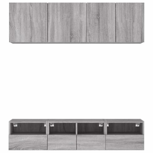 EMYRLXQW 5-teilige TV-Wohnwand grau Sonoma Holzwerkstoff – Bild 6