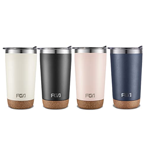 Fga Insulated Tumbler 16Oz With Slide Clear Lid – Double Walled Vacuum, Wide Mouth Stainless Steel Thermal Coffee Travel Mug Cup For Man & Women, Home & Office, Ice Drinks & Hot Beverages - Black #TOP1