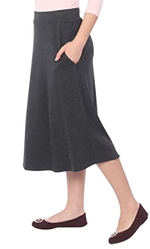 Kosher Casual Women’s Modest Lightweight Mid-Calf A-Line Skirt with On Seam Pockets3