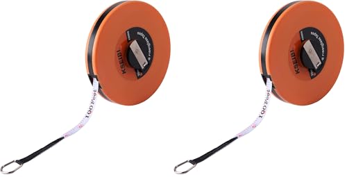 Image of KSEIBI 302905 Durable Fiberglass Tape Measure - Dual-Sided Inch /Metric Scale, Easy-to-Retract 50ft /15m, Ideal for Construction (Pack of 2)