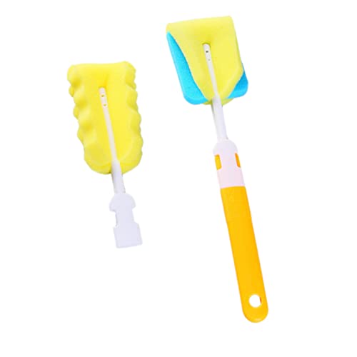 FAVOMOTO 2 Pcs Washing Brush Milk Cleaning Brush Cleaning Brush Parts Cleaning Brush Water Bottle Cleaner Brush Wine Cup Brush Water Bottle Brush Yellow