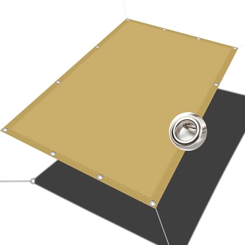 Voile d'ombrage rectangulaire beige 1.3 x 8 m résistant avec oeillets