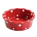 NOLITOY Cuenco Cerámico para Hornear de Diseño de Puntos Rojos Bowl Multifuncional para Ensaladas Arroz al Horno y Postres Apto para Cocina y Restauración