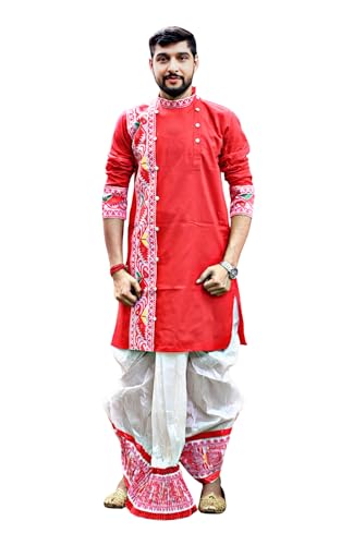 Image of Pure Cotton Full Sleeves Kurta with dupion silk Dhoti pant set (701)