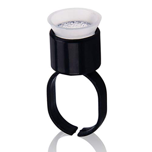 ORIONE 100PCS Portable Tattoo Pigment Ring Cap Microblading Glue Ink Ring Cup Sponge Inside Holder Permanent Makeup Cosmetic Accessories (Black)