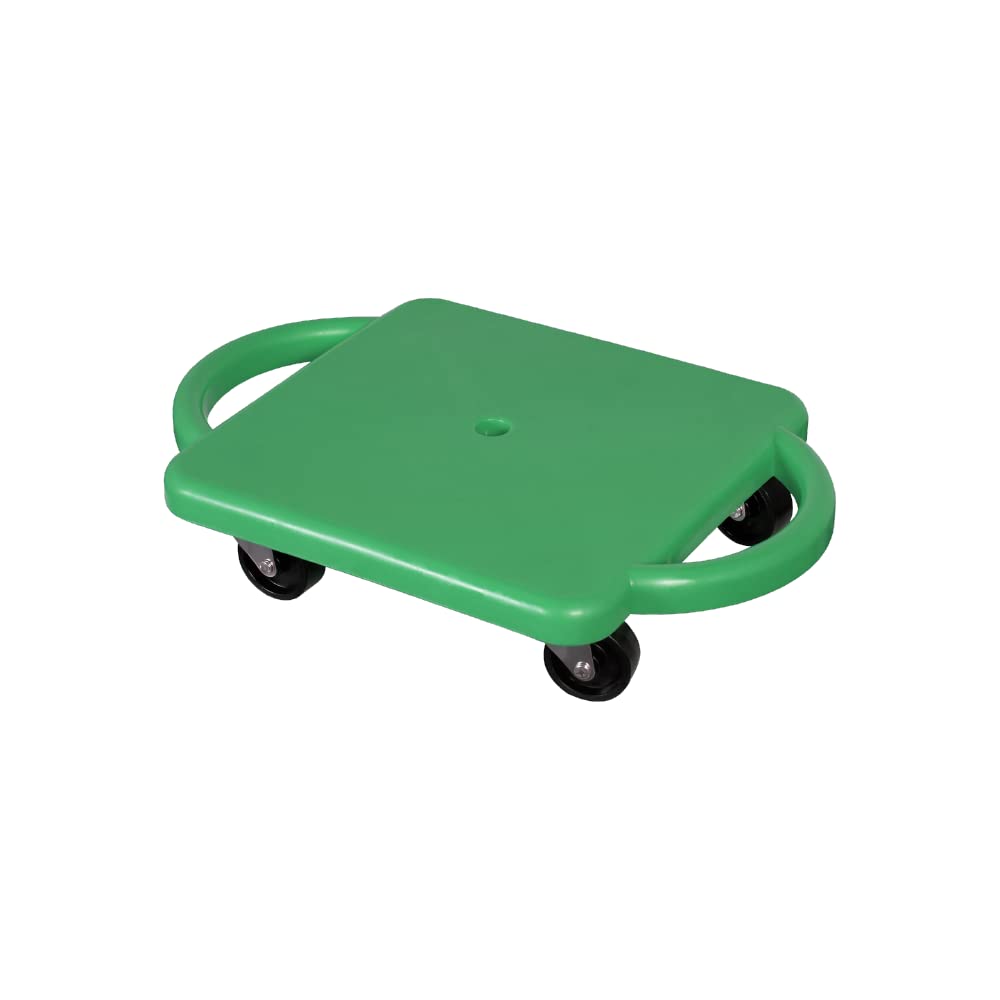 GISCO Sports Sitting Scooter Board with Handles for Kids & Children - Plastic | Flat Sitting Scooter with Casters for Kids | Gym Activities Equipment Elementary School (Green)