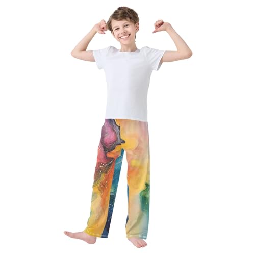 Boys' Pants Ombre Color Pigments Long Bottoms Jogger Pants Elastic Waist Trousers with Pockets S-XL2