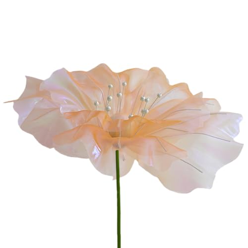 Fiskenet Tall Fake Plant WITT Stem Silk Flowers for Home Decor Indoor 1pc Butterflies for Balloon Arch (Flower Orange)