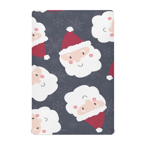 Moudou Christmas Santa Claus Playard Sheet for Boy Girls, Soft Breathable Fitted Toddler Sheet for Standard Playard Bed Mattress, 39 x 27 x 5 Inch