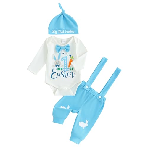 Image of Frietlebird Newborn Baby Boy Clothes Long Sleeve Romper and Pants Hat Infant Boy Coming Home Outfit 3Pcs