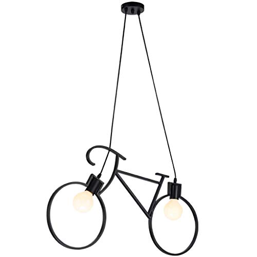 Preisvergleich Produktbild Kronleuchter Geschmiedeter Glasleuchter-industrielle Wind-Fahrrad-Form-modernes kreatives for Restaurant-Tabellen-Café (Color : Black)