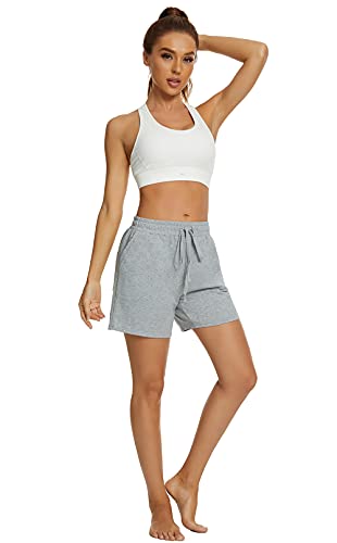 Tandisk SHORT8720-LIGHT GRAY S Women'S 5 Inch Athletic Bermuda Cotton Shorts Walking Sweat Jersey Long Shorts Casual Activewear thumb #3