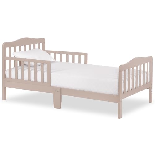 Image of Dream On Me Classic Design Toddler Bed in Almond Butter, Low-to-Floor Wooden Bed with Safety Rails, GREENGUARD Gold & BSA Certified, Non-Toxic Finish