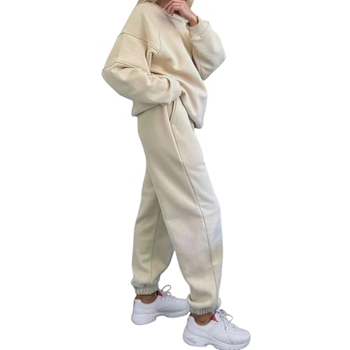 Generisch Trainingsanzug Damen Winter Einfarbig Rundhals Langarm Jogginganzug Trainingsanzüge Hoodies Sets Zweiteiler Sweatshirt Baumwolle Weit Freizeit Fitness Cardio Wettkampf Hose (Beige, XL) Generisch Trainingsanzug Damen Winter Einfarbig Rundhals Langarm Jogginganzug Trainingsanzüge Hoodies Sets Zweiteiler Sweatshirt Baumwolle Weit Freizeit Fitness Cardio Wettkampf Hose (Beige, XL)