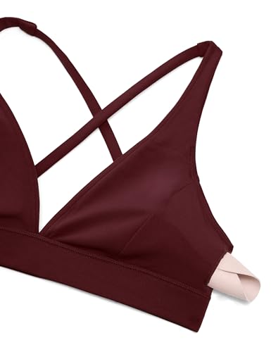 Image of CRZ YOGA Butterluxe Deep V Neck Sports Bras | Light Support, Removable Pads, Yoga, Extremely Soft, Cross Back, Spaghetti Straps, for Women