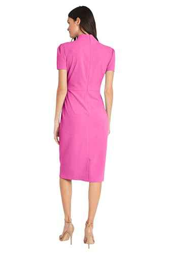 Image of Maggy London Womens Midi Short Sleeve Sheath with Neck Tie Career Office Work WearCocktail Dress