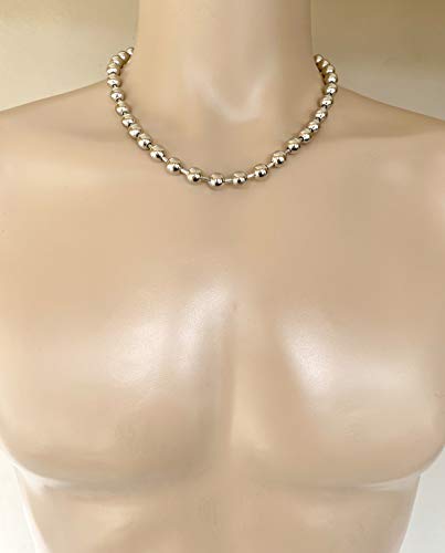 DragonWeave Jewelry 9.5mm Extra Large Silver Steel Ball Chain Mens Necklace Extra Durable Color Protect Finish ANY LENGTH4