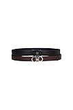 Salvatore Ferragamo Men's Black/Gunmetal Double Gancini Reversible Belt Gift Box Size 115IT