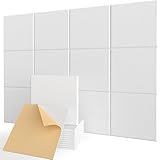 Acoustic Wall Panels Self-Adhesive, 18 Pcs Sound Absorbing Panels for Studio, Bedroom, Living Room, Office, Gaming, Ceiling, Door Acoustic Treatment, White, 12" X 12" X 0.4"